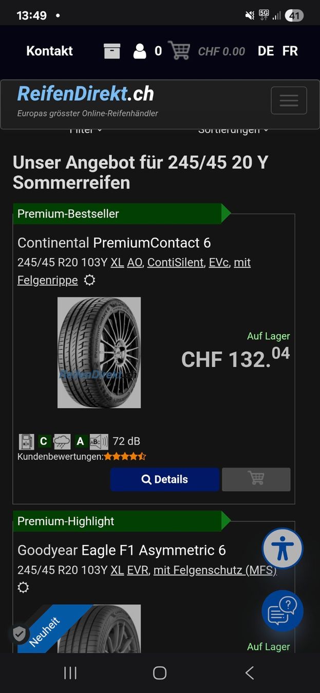 Continental Pneumatici & Ruote complete: Continental Sommerreifen NEU – Usato da Flamatt venduto da AdrianRS 4