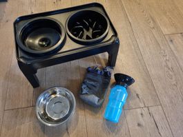 Hundenapf Set höhen verstellbar Trinkflasche, Näpfe