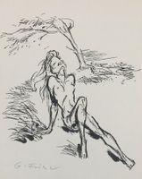 Gustav Friese 2 Druckgraphiken: "Erdverbunden"  "Windumweht"