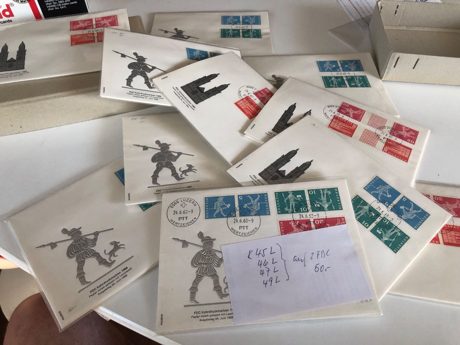 Tutti i francobolli: Box mit KEHRDRUCKEN LEUCHTSTOFF FDC – Usato da Lufingen venduto da Rac0 9