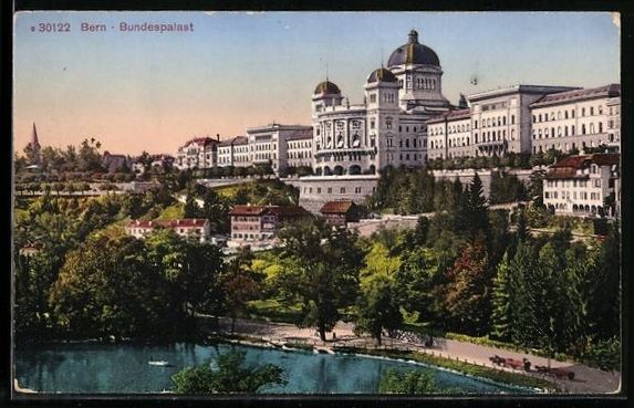 Cartoline postali: AK Bern, Bundespalast mit Parkanlagen – Usato da Berlin venduto da bartko-reher