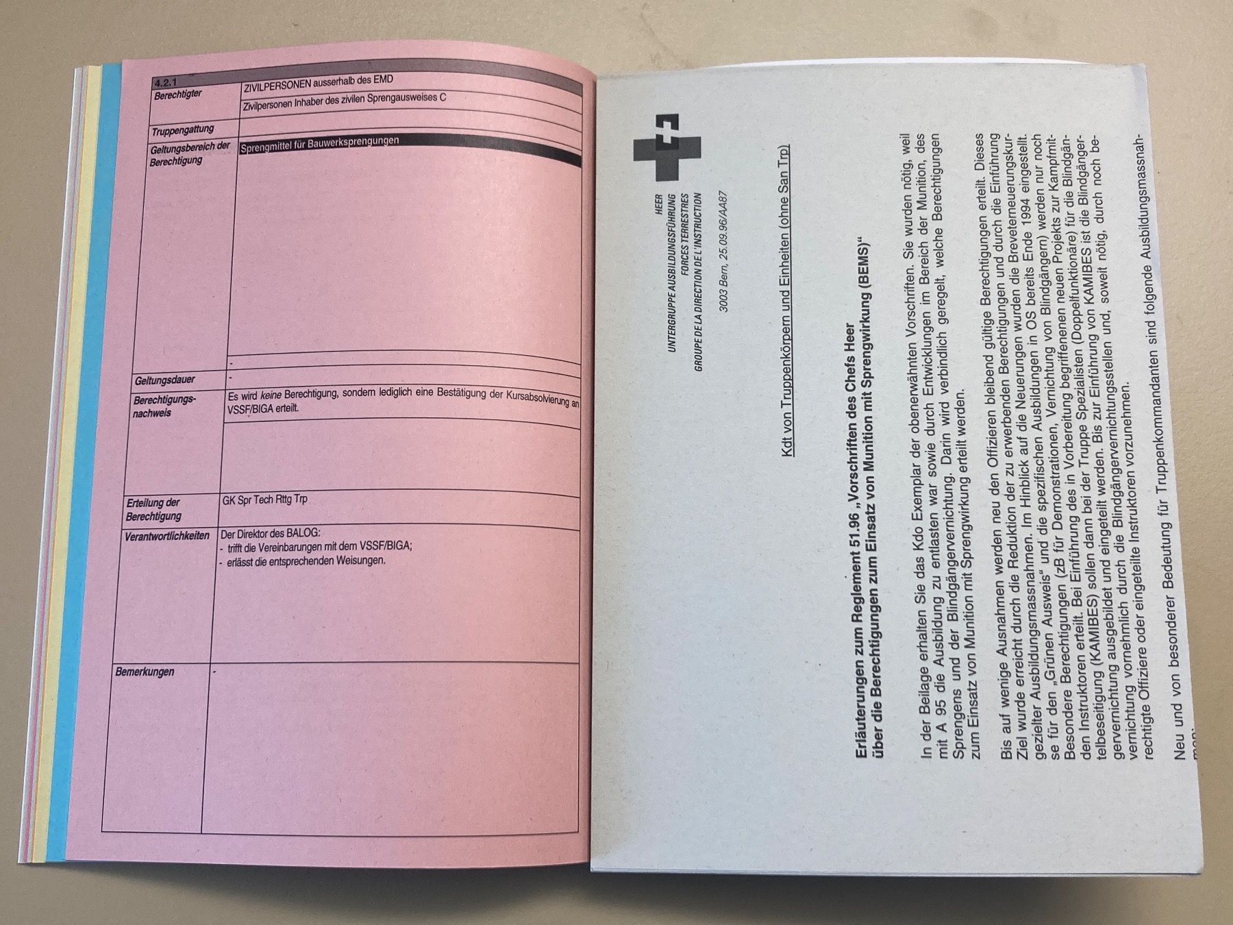 Bücher: Reglement Einsatz Munition mit Sprengwirkung Schweizer Armee – Gebraucht aus Brütten von Hst1 1