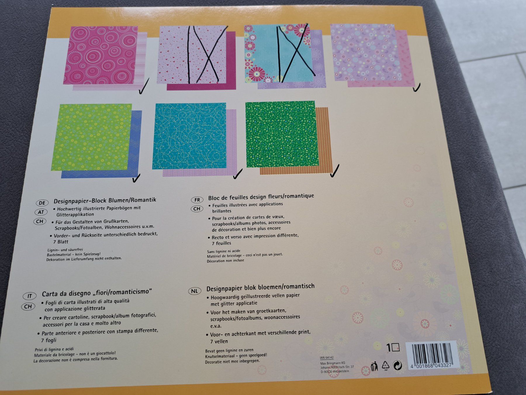 Carta: Designpapier Block Blumen 30,5x30,5cm NEU – Nuovo (secondo la descrizione) da Killwangen venduto da KIANA08 1
