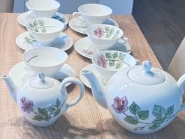 Hutschenreuther Kaffeeservice, zartes Rosendekor, Vintage