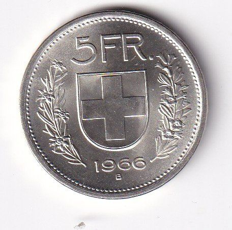 Tutti le monete: 5 Franken 1966 fast unz – Usato da Neuchâtel venduto da karlpierrino