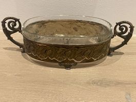 Art Deco Schale Silber mit Glaseinsatz
