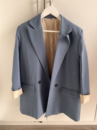 Veste blazer SHEIN bleu pastel, taille L - Parfait Été!