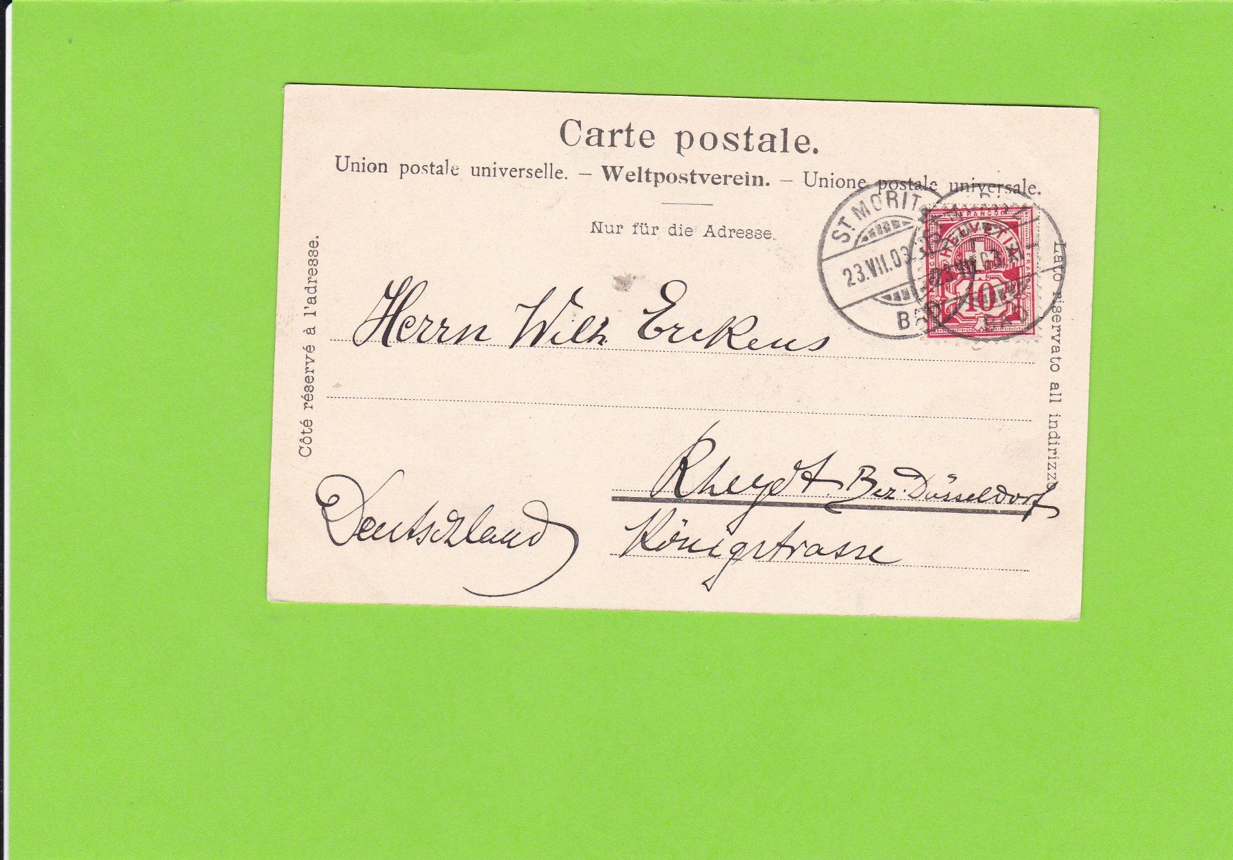 Cartoline postali: St. Moritz-Dorf, Pferdegespann – Usato da St. Peterzell venduto da neckertal 1