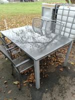 Gartentisch mit 4 Stühlen, Metall, gut erhalten, Grau