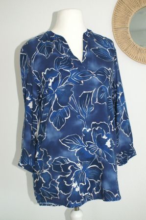 Bluse mit 3/4 Armen von Cartoon, S/M, gemustert blau/beige