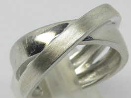Ring Silber 925 + MP matt poliert doppelt gekreuzt Gr. 60