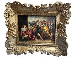 Dipinto antico Sansone e Dalila da Van Dyck, cornice dorata