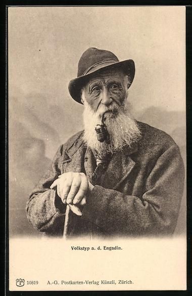Cartes postales: Alter Mann aus dem Engadin mit Pfeife un – D'occasion à Berlin par bartko-reher