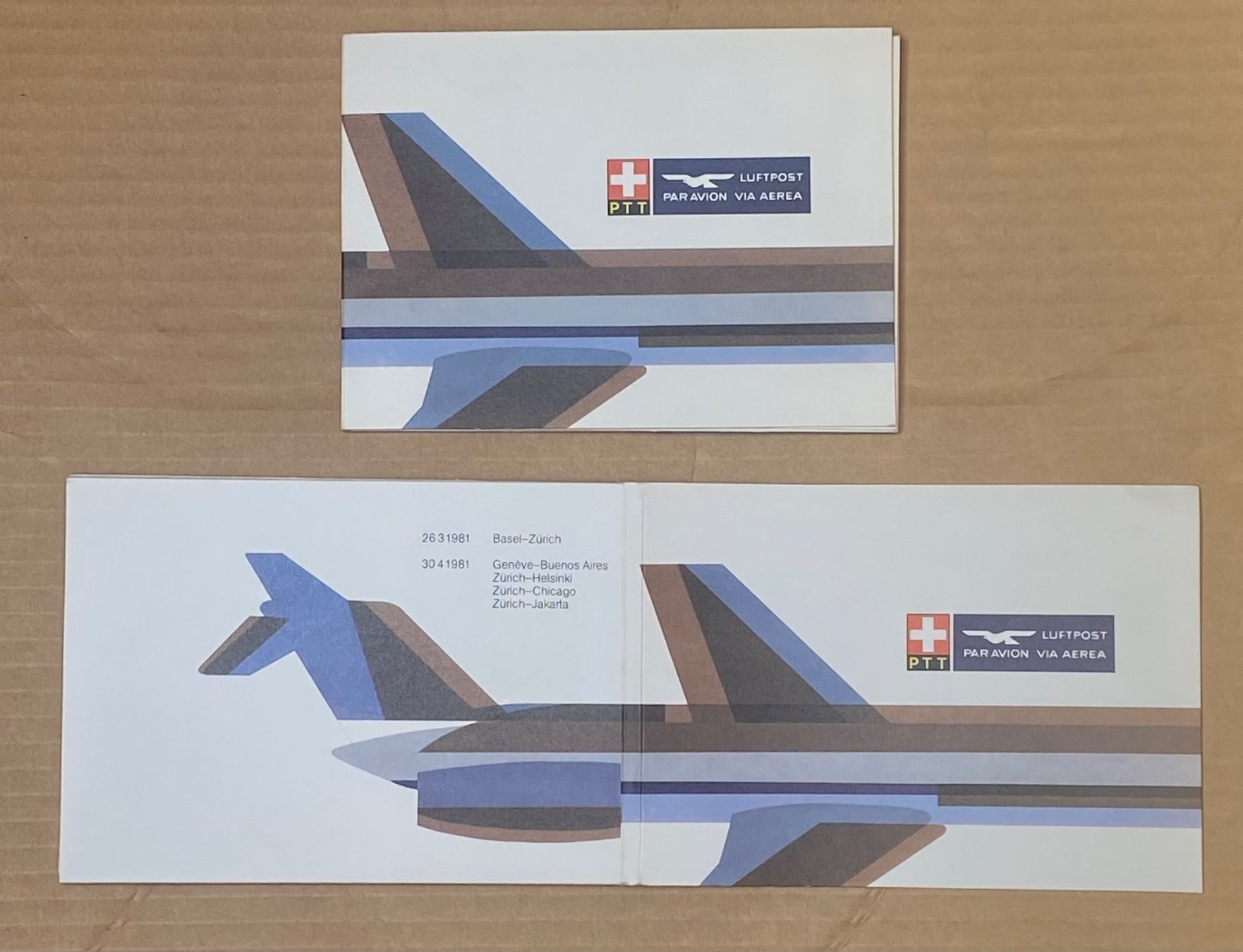 Tutti i francobolli: 1 PTT Flug Souvenir-Heftchen 1981 – Usato da Schnottwil venduto da Chasarmar 1