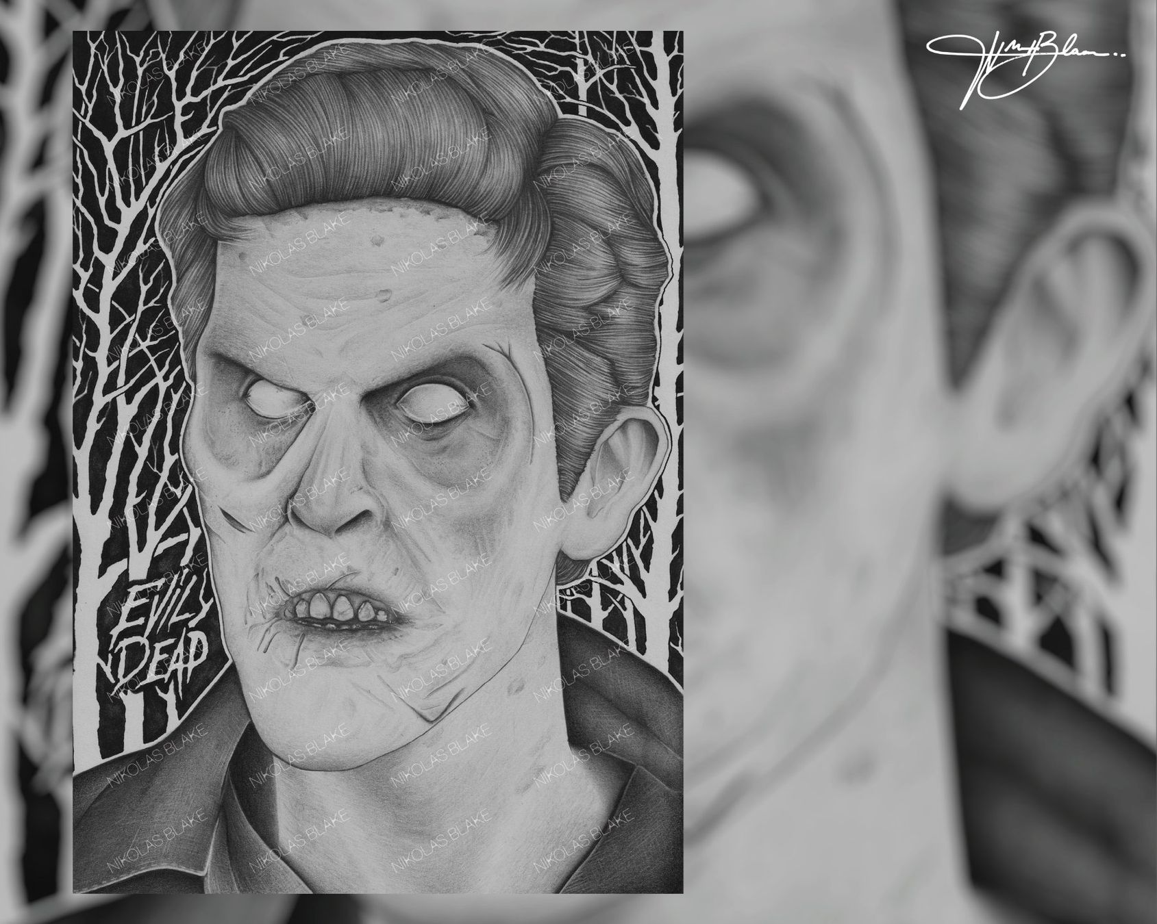 Foto & Immagini: Evil Dead - Ash Williams (Originale Artwork) A4 Gerahmt – Nuovo (secondo la descrizione) da Au SG venduto da Nikolas_B 1