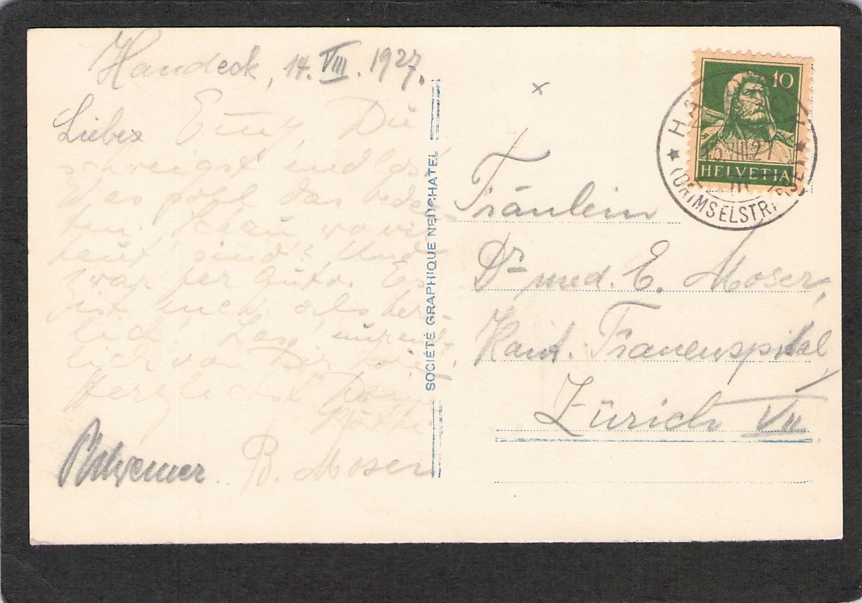 Cartoline postali: #Hotel Handeckfall , Oldtimer , Grimsel , gel. 1927 – Usato da Reichenburg venduto da Pipo-67 1