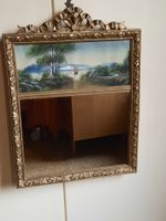 Wunderbarer, antiker Wandspiegel mit Aquarellgemälde