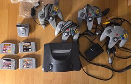 Nintendo 64 Set + 4 Controller + Smash Bros + Mario Kart 64