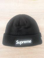 Supreme New Era Black Beanie Hat Logo