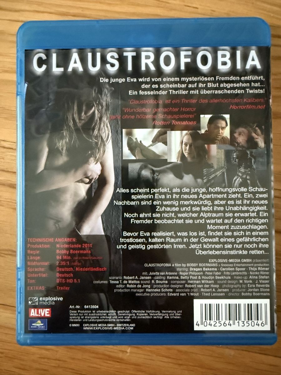 Alle DVDs: Claustrofobia (2011) Blu-ray Horror Thriller – Gebraucht aus Kölliken von nerdorado 1