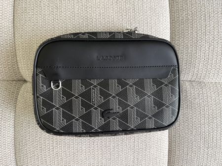 Sac bandoulière Lacoste noir motif géométrique neuf