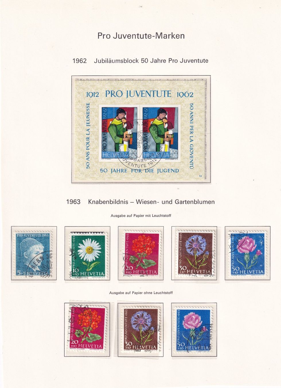 Tutti i francobolli: Pro Juventute 1962/63 inkl. FDC mit Block+++++ – Usato da Samnaun-Compatsch venduto da Muckimu 1