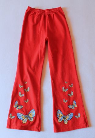 Power Teens * rote LEGGINGS / Stoffhose mit Schlag  128/134