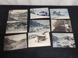 9 Alte Winter Postkarten, Vintage Schweiz, Rarität!