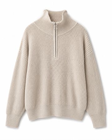 Pullover, strick, beige mit Zipper Grösse M, Winter