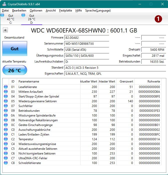 Western Digital Dischi rigidi: 6TB HDD Drive Speicher WD60EFAX – Usato da Schliern b. Köniz venduto da Soundzzz 1