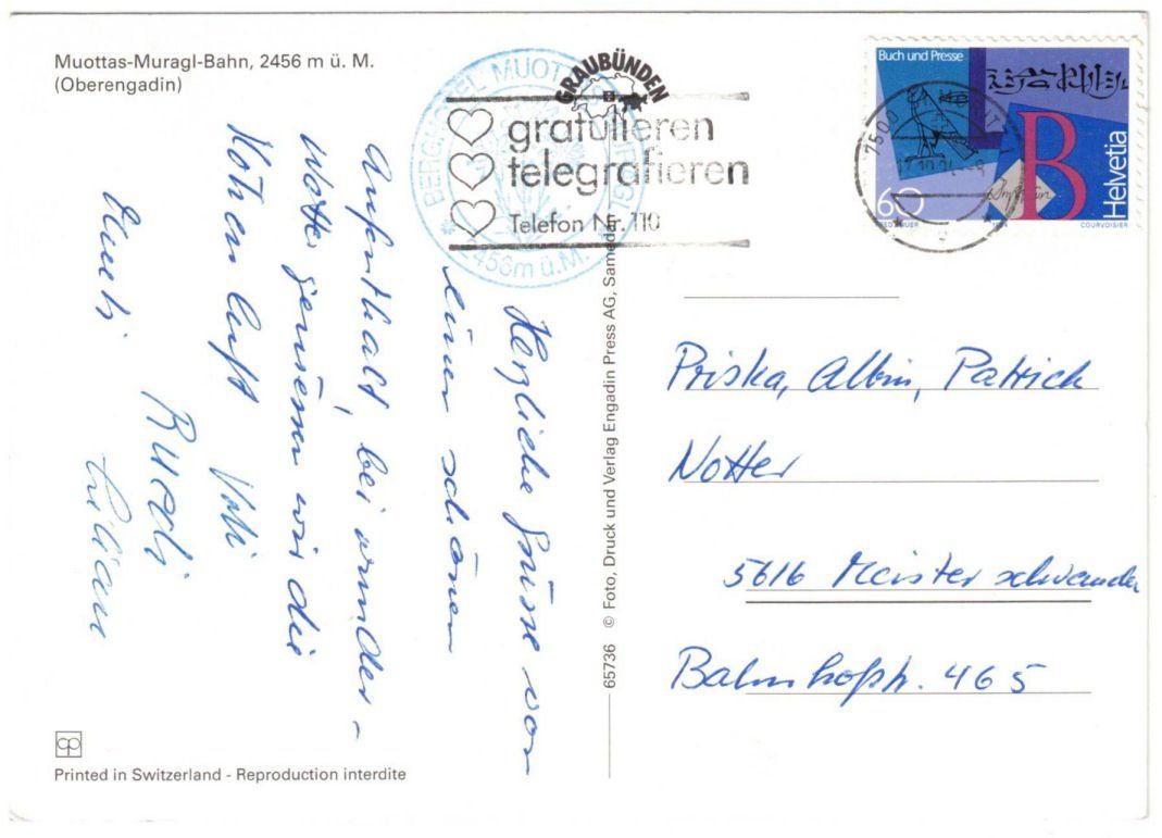 Cartoline postali: St. Moritz - Standseilbahn Muottas Muragl – Usato da Binningen venduto da Mountainrider 1