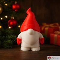 Red & White Christmas Gnome – Holiday Figurine - 3D Printed