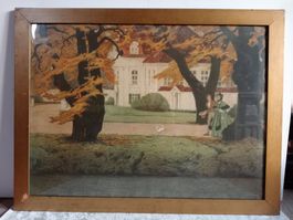 Ernst Liebermann Alter Druck Wansee-Garten Holz - Rahmen