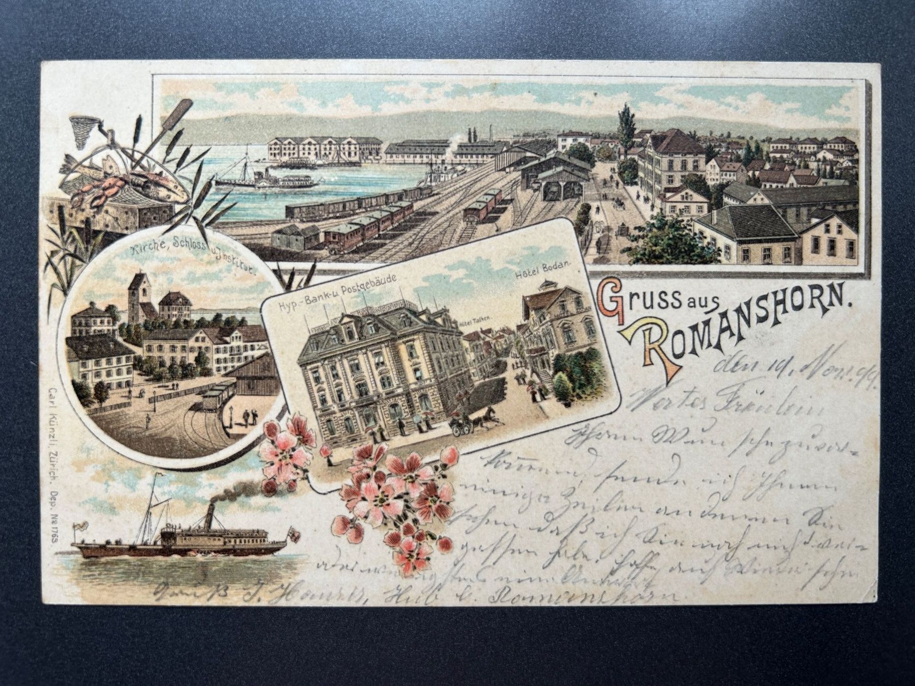 Cartoline postali: AK Gruss aus Romanshorn 1899 – Usato da Untervaz venduto da buesmig