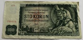 Banknote 100 Kronen Tschechoslowakei 1961 gebraucht