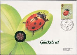 1985, Numisbrief/Münzbrief "Glücksbrief" mit 1 Räppler.