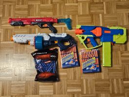 Spielzeugblaster Nerf und X-Shot Set mit Zubehör gebraucht