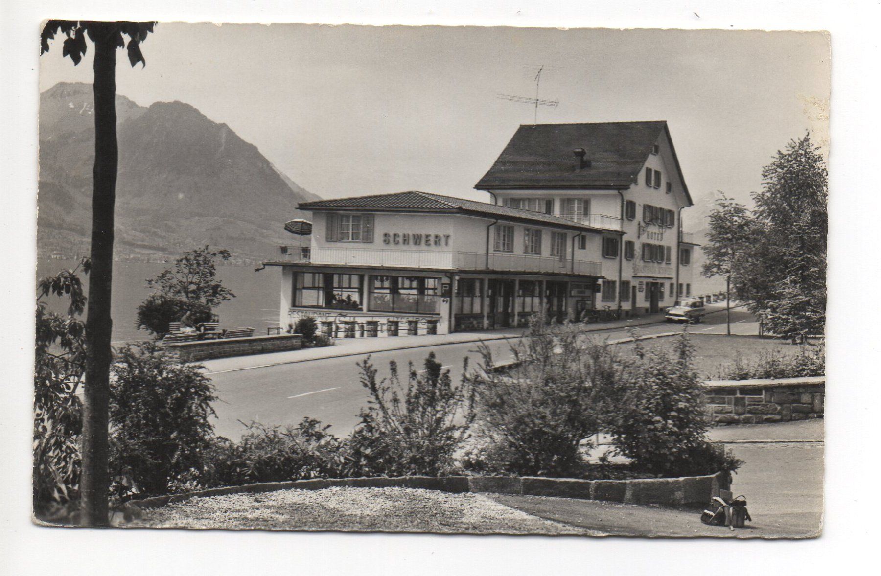 Cartoline postali: GERSAU Seehotel Schwert, Auto – Usato da Jona venduto da philajona