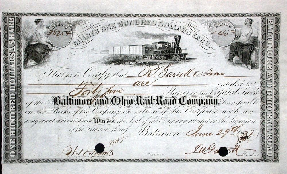 Documenti: Baltimore and Ohio Railroad Company - 1878 – Usato da Solothurn venduto da Sgasche