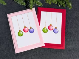 2er Set Weihnachtskarten Handgemalt – Aquarell Kugeln