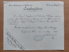 Antikes Dokument Militär Schweiz Empfangsschein 1856/57