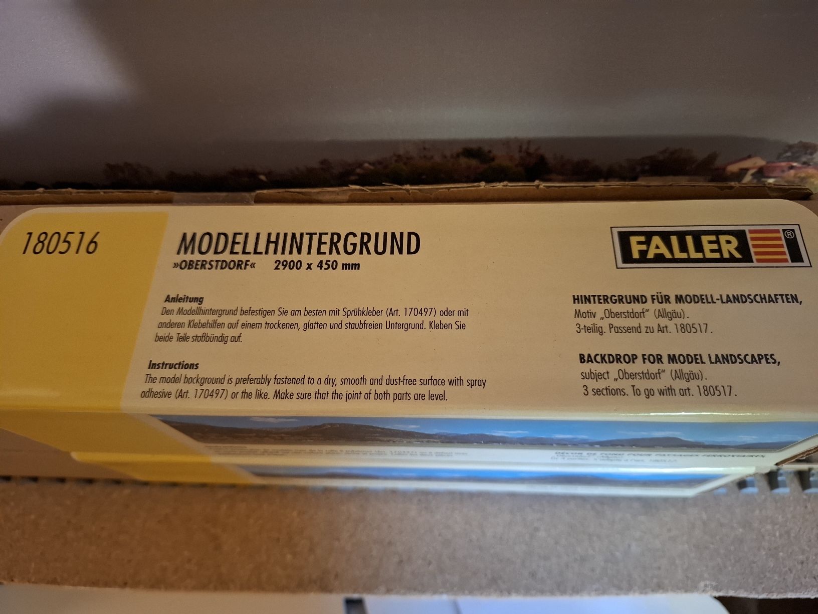 Faller Modellini di ferrovie: Faller Modellbahnhintergrund Oberstdorf – Nuovo e nell'imballaggio originale da Lausen venduto da Spur0stoef 2