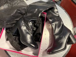 Stiefel schwarz Grösse 37/6M Kunstleder GOGO300 neu