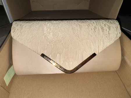 Mascara Clutch, creme, Gold, mit Kette