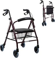 Rollator Leicht Faltbar 4 Räder Aluminium Mit Sitz Korb