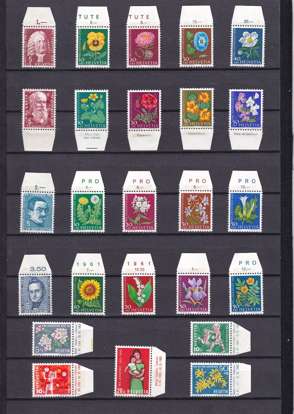 Tutti i francobolli: Pro Juventute 1950 - 1963 – Usato da Rotkreuz venduto da sheyenne72 1