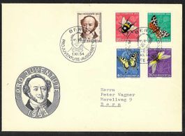 1954, J153-157 Serie auf illustriertem FDC (15144)