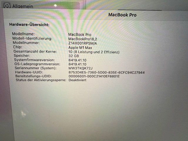 Apple Portables: MacBookPro 16 M1 Max,10-CPU,32-GPU,32GB/4TB SSD – D'occasion à Basel par Elektronik_Markt 1