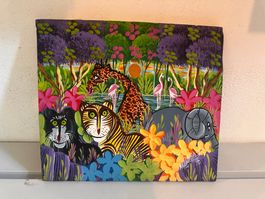 Gemälde Dschungel Motiv bunt 36x32 cm