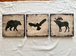 Bilder-Set Bär Adler Elch Holz-Optik
